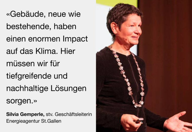 Zitat und Porträtbild von Silvia Gemperle, stv. Geschäftsleiterin Energieagentur St.Gallen